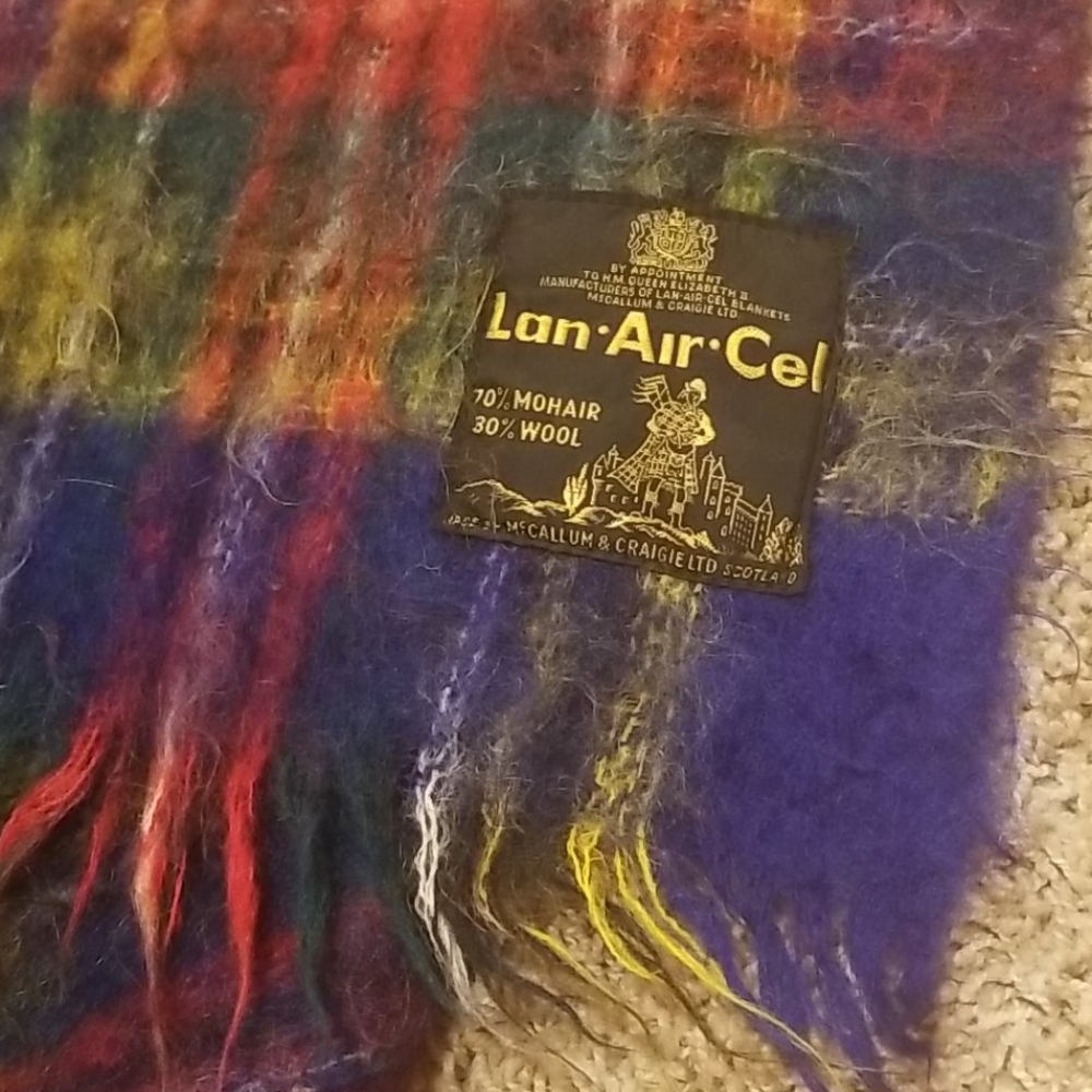 Woven scottish tartan mohair wool blanket - Picture 1 of 3